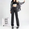 Nuevos jeans gruesos con felpa para mujer, cintura alta, caída, invierno 2022, pantalones holgados, ajustados, de pierna ancha, primera generación de pelo