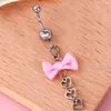 Anillo para ombligo de acero inoxidable directo de fábrica, moda europea y americana, colgante de cabeza de conejo rosa, clavo para ombligo, anillo umbilical, transfronterizo