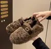Sapatos de Salto Alto com Fivela Moda Veludo Dupla Face Slip-on de Algodão Bolsa para Preguiçoso de Inverno 2026 Sapatos de Pelo Femininos