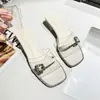 Sandalias de Exterior con Tacón Grueso 2026 Tacones Altos Sandalias Transparentes de Cristal Versátiles Moda Nueva de Verano Zapatos de Mujer