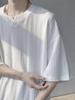 Playera de manga corta de seda de hielo con cuello en V color trigo para hombre, verano, delgada, sencilla, moderna, manga corta, holgada, casual
