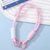 Ins cadena para teléfono de color block creativo con doble hebilla, cordón, llavero de pulsera corta resistente al desgaste, accesorio para bolso DIY