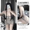 Lencería Sexy con Patrón de Rayas, Falda Corta, Top de Tubo Transparente, Conjunto de Malla Ajustado al Cuerpo y Medias de Cuerpo 9389