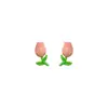 Pendientes de Flor Rosa Primavera-Verano 2026 Nuevos de Moda de Gama Alta Lujo Ligero Pequeños Pendientes de Tachuela para Mujer