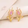 Pendientes transfronterizos de moda: Aretes de tulipán con una estética vintage y fresca, con delicados diseños de flor de tulipán, material de cobre y circonita cúbica microincrustada