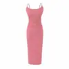 Estilo Puro Deseo Chica Picante Vestido Sexy de Tirantes Finos para Mujer Principios de Otoño Ajustado Largo Capa Interior Capa Base Abertura Lateral Falda Ceñida