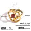 Anel Malt em Ouro 18K com Pedra Natural que Não Desbota, Design Aberto com Linhas Irregulares Únicas, Anel Ajustável