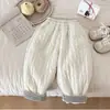 Calças de inverno infantis de lã de cordeiro, calças retas forradas com fleece espesso para bebês, calças compridas quentes de inverno para meninos, agasalhos estilosos