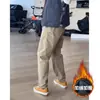 Pantalones Largos Casuales de Trabajo con Forro de Polar y Logo Triangular para Hombre 25 Otoño e Invierno Outdoor Americano Impermeables Pantalones de Senderismo Pantalones de Trekking