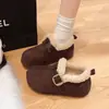 Zapatos Birkenstock totalmente cerrados para mujer 2026 invierno nuevos retro sin cordones suela gruesa tacón oculto botas de nieve zapatos de algodón cálidos para mujer