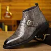 89615 Botas de cuadros exclusivas transfronterizas para hombre Cinturón de cuero a cuadros