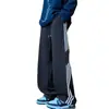 Pantalones Deportivos Casuales Negros Americanos para Hombre, Adolescentes Otoño e Invierno, Pantalones Rectos Rayados Atractivos, Pantalones Anchos Holgados