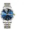 Reloj de hombre superventas transfronterizo, reloj de cuarzo luminoso de aleación de alta gama con doble calendario y incrustaciones de diamantes, sofisticado reloj de pulsera de negocios