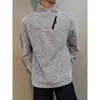 Sudadera con cremallera gris oscuro para hombre, colección otoño/invierno 2026, peso pesado, corte de hombro regular, manga larga, con escote cruzado y detalles de hilo plateado