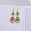 Brincos de jade jaspe Hetian com incrustações de cobre, brincos de jade natural, joias femininas, suprimentos para mulheres