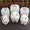 Molde de Silicona 3D Forma de Conejo Cerdo Tamaño Grande Pequeño Hecho a Mano Molde para Pastel Plegable Herramientas Molde para Mousse Pudín