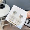 D01 Aretes de Perlas Aguja de Plata Trendyy Nuevos Coreanos Elegantes Populares Aretes de Diamantes Dulces Aretes de Flores Pequeñas