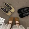 Zapatos Mary Jane Retro de Suela Plana con Falda 2026 Nuevo Estilo Gamuza Negro Boca Baja Zapatos de Suela Blanda para Mujer Cómodos Zapatos para Mujer