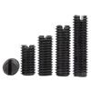 Tornillo de máquina de extremo plano de una ranura, negro, de acero al carbono de grado 4.8, tornillo de fijación ranurado, tope de alambre superior M3M4M5M6