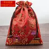 Bolsa de atacado bolsa bordada bolsa vermelha com cordão fivela de madeira embalagem bolsa de joias texto brincadeira bolsa de armazenamento de presentes