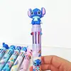 Bolígrafo de Colores Cartoon Stitch Creativo Lindo Bolígrafo Multicolor para Cuaderno Estudiante Multifuncional Bolígrafo Medio Base Aceite/Agua