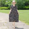 Vestido de Algodón y Seda Estilo Nuevo 2026 para Mujeres de Mediana Edad y Mayores, Ropa de Exterior de Moda de Verano, Vestido Floral Talla Grande para Mamás