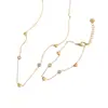 Pulsera Elegante de Moda Corazón Pequeño Circonita Azul y Blanca Acero de Titanio para Mujer Cadena Fina Exquisita Lujo Ligero Joyería de Mano Transfronteriza Corazón de Melocotón Cruz