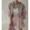Camisa de Manga Larga Informal con Estampado de Letras Patchwork de Diseño Nicho Chic Coreano en 4 Colores