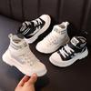 Tênis Infantil Feminino Outono Novo Sapatos Casuais Respiráveis para Crianças Meninos Estilo Coreano Fashionável Ventilador Cano Alto Sapatos Brancos Atacado