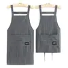 Delantal Corto para Mujer con Tirantes, Sin Mangas, para Uso en Cocina, Cómodo, Transpirable, con Bolsillos Grandes, Resistente a Manchas, Diseño Vertical a Rayas para Adultos