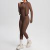 Chamarra Deportiva de Manga Larga con Cremallera, Sensación de Nube Nueva Transfronteriza, Lijado, Casual, para Correr, Levanta Caderas, Fitness, Traje de Yoga de Tres Piezas