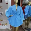 Roupas Femininas Europeias e Americanas 2025 Novo Estilo Outono Doce e Fresco Listrado Gola Lapela Manga Lanterna Camisa Saia de Cintura Alta Conjunto de Duas Peças
