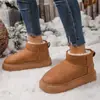 Botas de Neve com Solado Grosso para Mulheres, Novas Botas Curtas de Inverno, Botas Casuais da Moda Quentes Integradas de Couro e Pelo