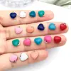 Pulseira Colar Brincos Pingente Coração Esmaltado Dupla Face Aço Inoxidável Gotejamento de Óleo Pequeno Charme Acessórios para Joias DIY