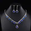 Set de Joyería Nupcial Transfronterizo Collar Verde Pendientes Circonita Gota de Agua Accesorios de Vestido de Noche de Alta Gama para Mujeres