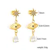 Pendientes de Joyería Transfronterizos, Estrella de Ocho Puntas, Ojo de Caballo, Pendientes de Diamante Gota de Agua, Pendientes Versátiles Personalizados, Pendientes Chapados en Oro de Acero Inoxidable para Mujer