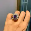 2023 Nuevo Estilo Europeo y Americano Vintage Imitación Morado Colgante Pendientes Anillo Set de Joyería Moda para Mujer
