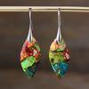 Aretes colgantes de hoja de piedra del Emperador Bohemio nuevos transfronterizos Joyería popular europea y americana Joyería Ins