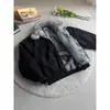 Abrigo de Algodón Negro Grueso para Hombre Estilo Americano Limpio de Invierno con Cuello de Piel, Cálido y Ajustado