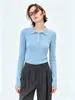 Polo elegante e inteligente de manga larga estilo francés para mujer, perfecto para principios de otoño, simple y casual, corte ajustado, ideal como capa interior o top básico