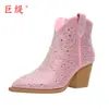 Juti 2026 Otoño/Invierno Nuevas Botas de Mujer Talla Grande con Pedrería para Comercio Exterior WISH Amazon Botas de Cuero para Mujer Estilo Europeo y Americano