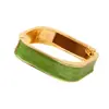 Pulsera Cuadrada de Esmalte de Nuevo Estilo Transfronteriza con Acabado de Alta Gama, Diseño Abierto, Pulsera de Lujo Ligero, Accesorio Versátil para la Muñeca, Venta al por Mayor desde el Fabricante