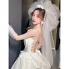Estilismo de Novia, Gasa Esponjosa, Velo de Gasa Apilado, Tocado de Gasa para Boda, Accesorios, Accesorios para Fotos de Estudio y Viajes