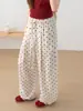 Pantalones Casuales de Lino Tencel con Lunares de Moda para Mujer, Pantalones de Pierna Ancha Rectos Sueltos Delgados de Verano, Nuevo Modelo 2026, Transfronterizo