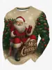 Top casual de cuello redondo con estampado digital navideño, corte holgado, un nuevo estilo para los mercados europeo y americano