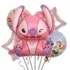 Animación Transfronteriza Lilo y Stitch Stitch Rosa Set de Globos de Película de Aluminio Arreglo de Cumpleaños Globo de Dibujos Animados Papel Día de Año Nuevo