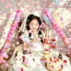 Cañón de confeti de mano para fiesta de cumpleaños, flores de papel de colores, tubo rociador de fuegos artificiales enrollado a mano para la celebración del primer cumpleaños de niños y niñas