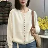 Cardigan de Punto de Botones Colorido de Moda Otoño 2026 para Mujer, Abrigo Suéter Holgado Adelgazante de Cuello Redondo para Mujer