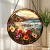 Adornos de vidrio con flores de temática playera transfronterizos, decoraciones colgantes coloridas para el hogar, decoraciones para ventanas y atrapasoles para el jardín