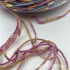Hilo de encaje con purpurina en degradado morado de taro, hilo de ganchillo brillante iridiscente vintage, algodón hueco con purpurina en degradado de pintura al óleo al por mayor
